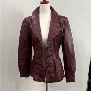 Women's Burgundy Leather Jacket